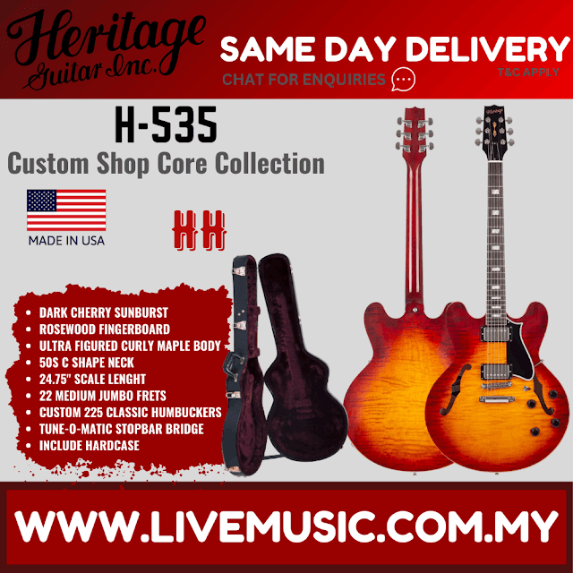 Heritage Custom Shop Core Collection H-535 Electric Guitar with Case,Dark Cherry Sunburst ( H535 H 535 )
