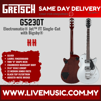 Gretsch G5230T Electromatic Jet FT Single Cut Electric Guitar w/Bigsby, Airline Silver