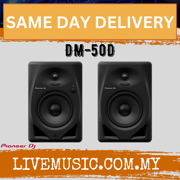 Pioneer DJ DM-50D 5-inch Active Monitor Speaker With Monitor Stand And Cable , Black - Pair ( DM50D / DM 50D )