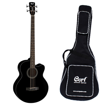 Cort SJB5F - Acoustic-Electric Bass Guitar Rosewood Fretboard with Gig Bag - Black (SJB 5F/SJB-5F)
