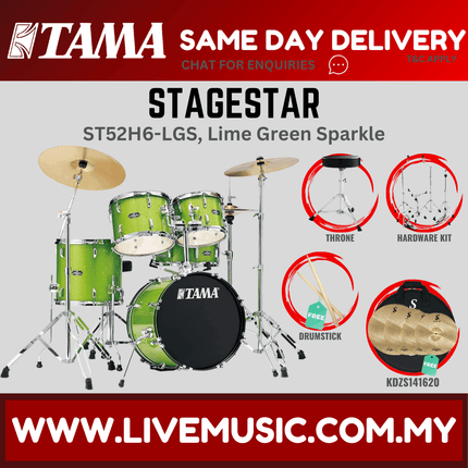 Tama Stagestar ST52H6 5-piece Drum Set With Drumsticks and Throne With KDZS141620 Cymbals Set