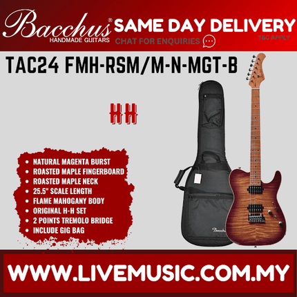 Bacchus TAC24 FMH-RSM/M Universe Series Electric Guitar - Natural Magenta Burst ( TAC24FMH RSM/M / TAC24FMHRSMM )