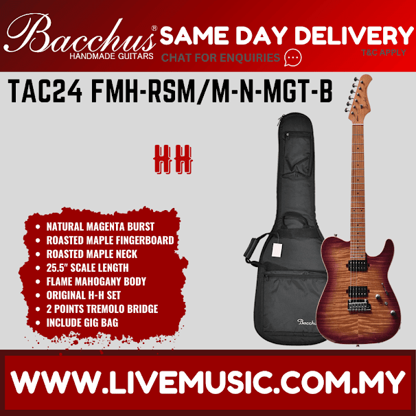 Bacchus TAC24 FMH-RSM/M Universe Series Electric Guitar - Natural Magenta Burst ( TAC24FMH RSM/M / TAC24FMHRSMM )