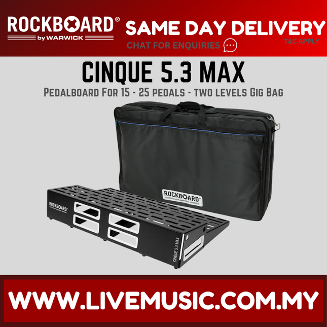 Rockboard by Warwick CINQUE 5.3 Max w/ Gig Bag, 82.6 x 49.5 x 16 cm