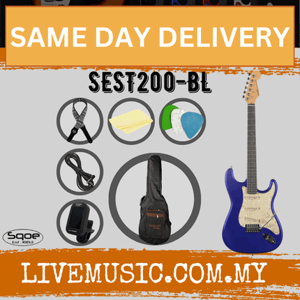 SQOE SEST200 Stratocaster SSS 6-String Electric Guitar Rosewood Fretboard - Blue ( SEST 200 / SEST-200 )