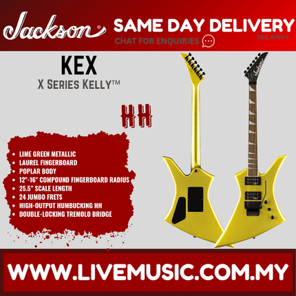 Jackson X Series Kelly KEX Electric Guitar, Laurel FB, Lime Green Metallic