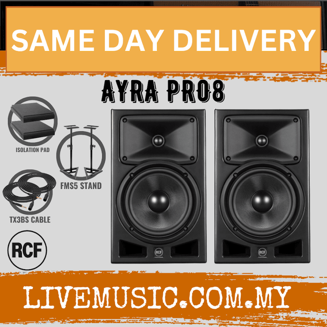 RCF AYRA PRO8 Professional Active Two-way Studio Monitors w/MONITOR STAND - Pair ( AYRAPRO8 / PRO8 / AYRA )