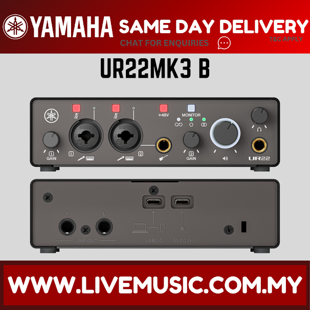 Yamaha UR22 MK3 USB-C Audio Interface - Black ( UR-22 UR 22 )