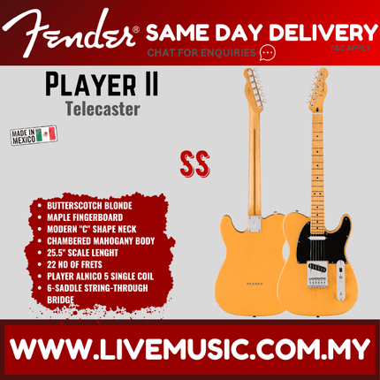Fender Player II Telecaster Electric Guitar, Maple FB, Butterscotch Blonde