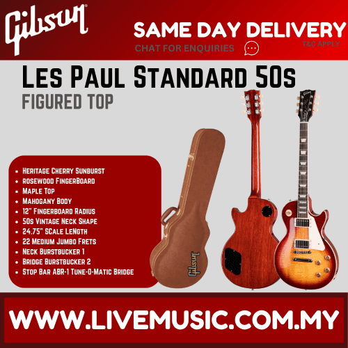 GIBSON LES PAUL STANDARD 50S FIGURED TOP ELECTRIC GUITAR - HERITAGE CHERRY SUNBURST