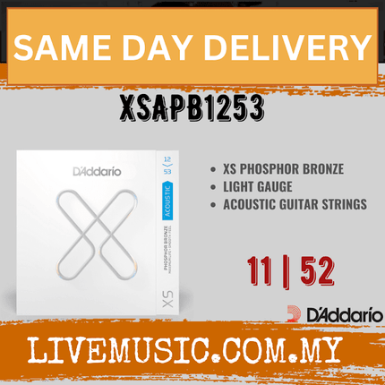 D’Addario XSAPB1253 12-53 Light Set Phosphor Bronze Acoustic Guitar Strings (XSA-PB1253/DAddario)