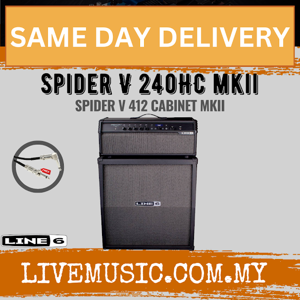 Line 6 Spider V 240HC MkII 240-watt Head + Spider V 412 MkII 320-watt 4x12" Slant Extension Cabinet - FREE Cable (LINE6)