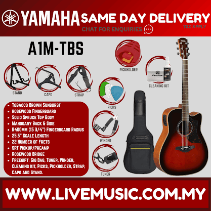Yamaha A1M Dreadnought Cutaway Acoustic-Electric Guitar - Vintage Natural / Tobacco Brown Sunburst ( A1M )