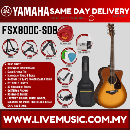Yamaha FSX800C Concert Cutaway Acoustic-Electric Guitar - Sand Burst ( FSX-800C / FSX 800C)