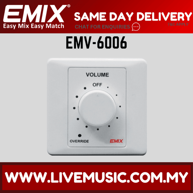 Emix EMV-6006 6W Volume Control c/w 24V Overriding Relay ( EMV 6006 / EMV6006 )