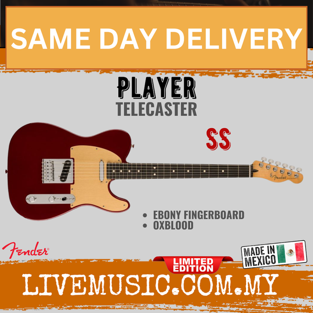 Fender Limited Edition Player Telecaster Electric Guitar, Ebony FB, Oxblood