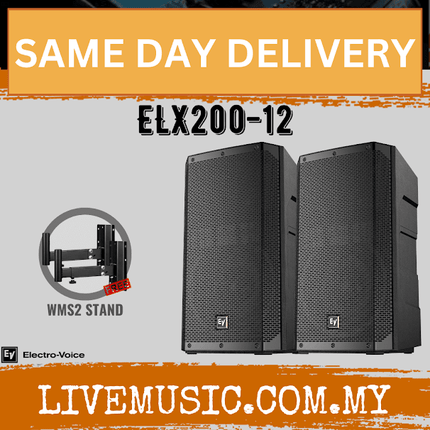 EV Electro-Voice ELX200-12 1200W 12" Passive Speaker With Speaker Stand And Cable - Pair ( ELX200 12 / ELX20012 )