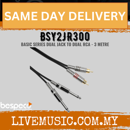 Bespeco BSY2JR300 3 Metres (2x 1/4″ Mono Jack – 2x RCA Male) Interlink Cable