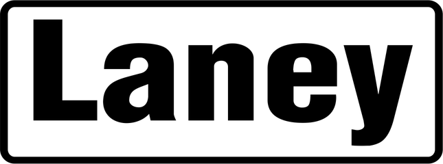Laney brand logo on white background with black border