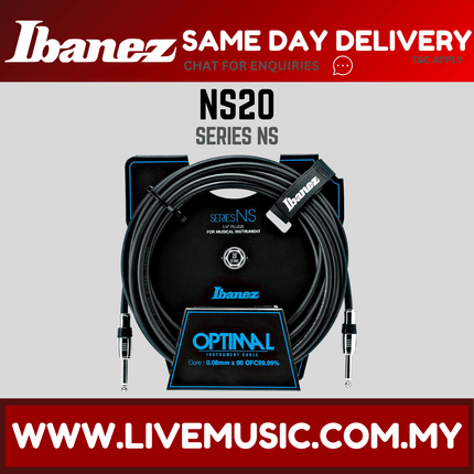Ibanez NS20 Guitar Cable, 20ft 2 Straight Plugs ( NS-20 / NS 20 )