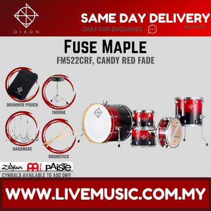 Dixon Fuse Maple PODFM522 5 Pieces Acoustic Drum Kit With Hardware ( NO CYMBAL )