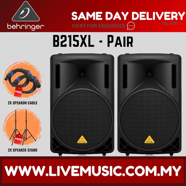 Behringer Eurolive B215XL 1000-watt 15'' Passive Speaker With Speaker Stand & Cable - Pair ( B-215XL )