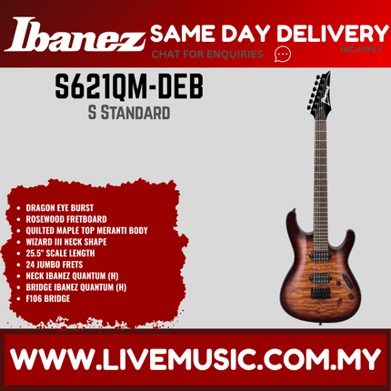 Ibanez S621QM-DEB - S Series Electric Guitar - Dragon Eye Burst (S621QM DEB S621QMDEB)