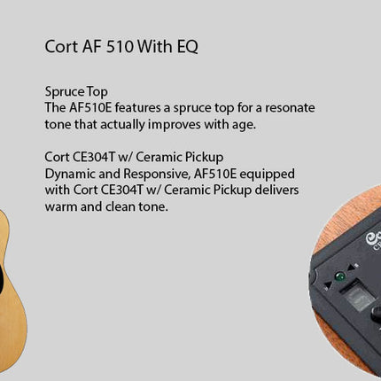 Cort AF510E Acoustic-Electric Guitar with Gig Bag (AF-510E/AF510)