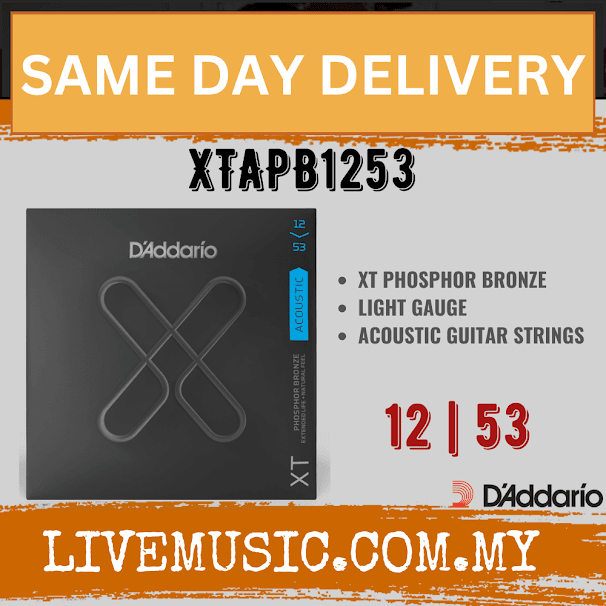 D'Addario XTAPB1253 - XT Acoustic Phosphor Bronze Strings, Light (12-53)(Daddario)