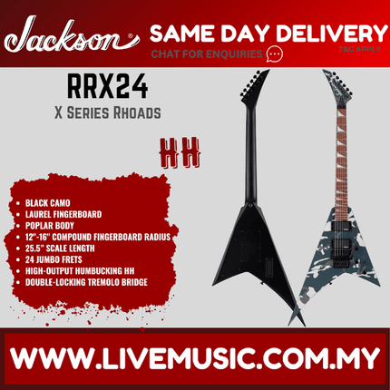 Jackson X Series Rhoads RRX24 Electric Guitar, Laurel FB, Black Camo