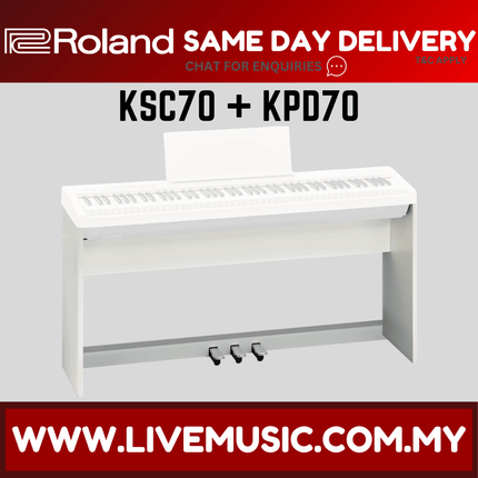 Roland KPD-70 + KSC-70 Original Stand Design for FP-30x Digital Piano - White (KPD70/KSC70/FP30x)