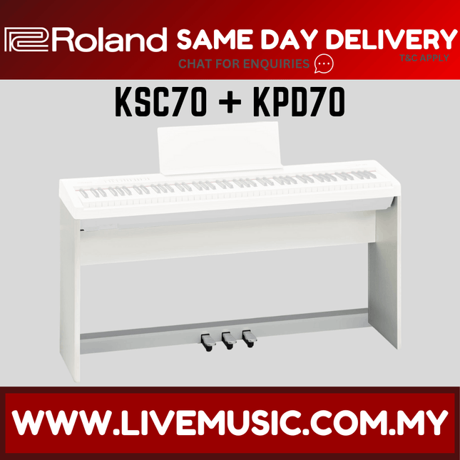 Roland KPD-70 + KSC-70 Original Stand Design for FP-30x Digital Piano - White (KPD70/KSC70/FP30x)