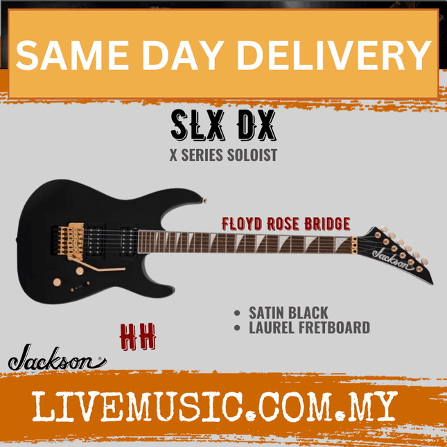 Jackson X Series Soloist SLX DX Electric Guitar, Laurel FB, Satin Black
