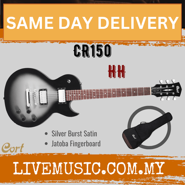 Cort CR150 Electric Guitar Jatoba Fretboard with Gig Bag - Silver Burst Satin (CR-150/CR150)