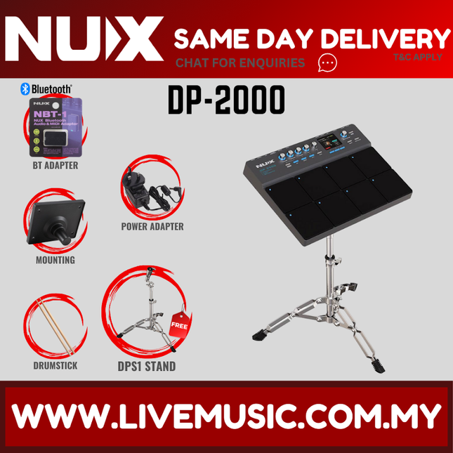 Nux DP-2000 Powerful Integrated Percussion Pad w/DPS-1 Stand ( DPS1 / DP 2000 / DP2000 )