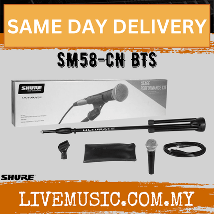 Shure SM58-CN BTS Stage Performance Bundle with SM58 Microphone, Mic Stand and Cable (SM58 CN BTS SM58CNBTS)