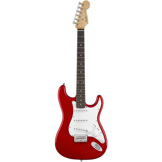 Squier MM Stratocaster Hard Tail Electric Guitar, Laurel FB, Red