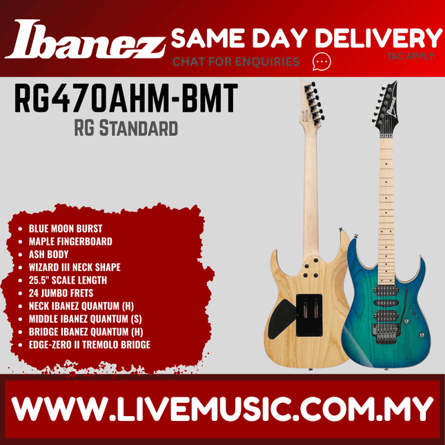 Ibanez RG470AHM-BMT RG Standard Series Electric Guitar - Blue Moon Burst ( RG470AHM BMT/ RG470AHMBMT )