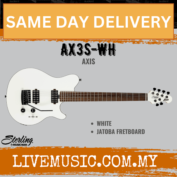 Sterling by Music Man Axis AX3S Electric Guitar, White (AX 3S/AX-3S)