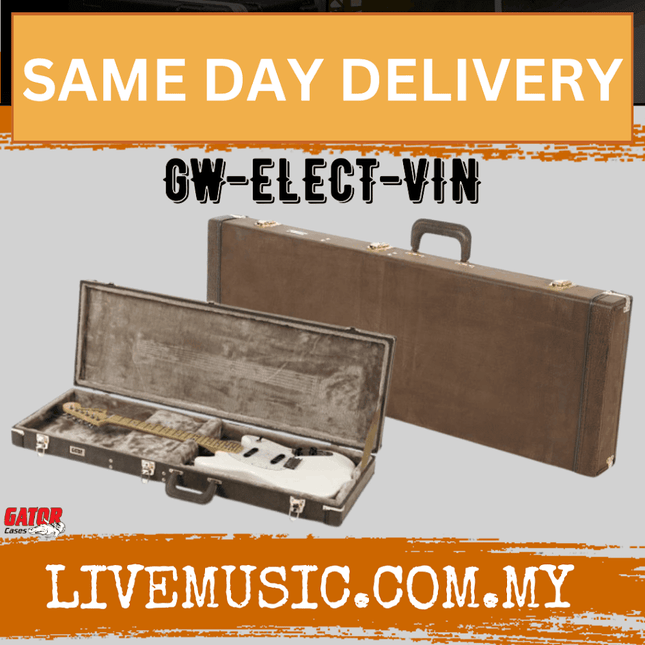 Gator GW-ELECT-VIN Hardshell Wood Case for Double-cutaway Electric Guitar (GWELECTVIN)