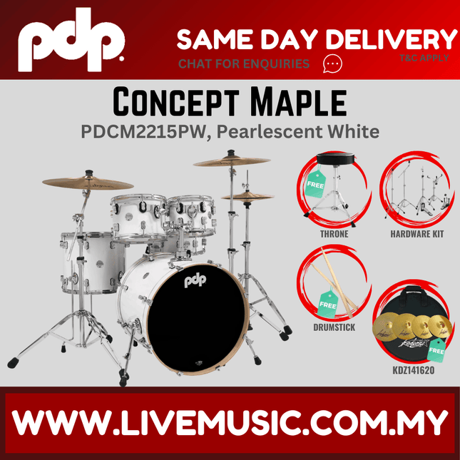 PDP by DW CM5 Concept Maple Shell Pack - 5-piece With KDZ141620 Cymbal Set ( PDCM2215 )