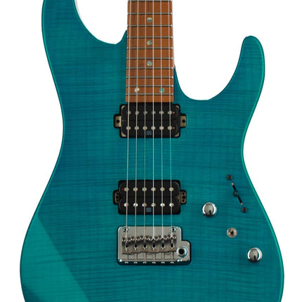 Ibanez MM1 Martin Miller Signature Electric Guitar with Case - Transparent Aqua Blue (MM1-TAB)