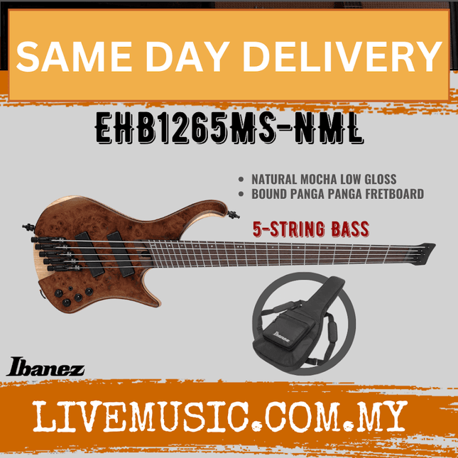 IBANEZ EHB1265MS-NML HEADLESS ELECTRIC BASS, NATURAL MOCHA LOW GLOSS ( EHB1265MS NML / EHB1265MSNML )
