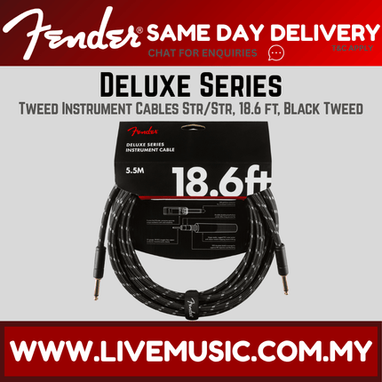 Fender Deluxe Series Instrument Cable, 18.6ft - Black Tweed