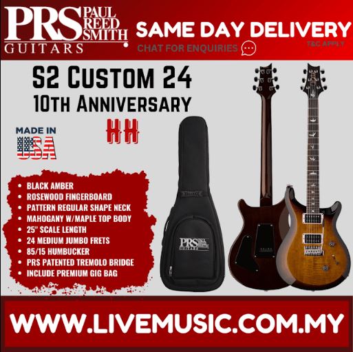 PRS S2 10th Anniversary Custom 24 Limited Edition Electric Guitar-Black Amber