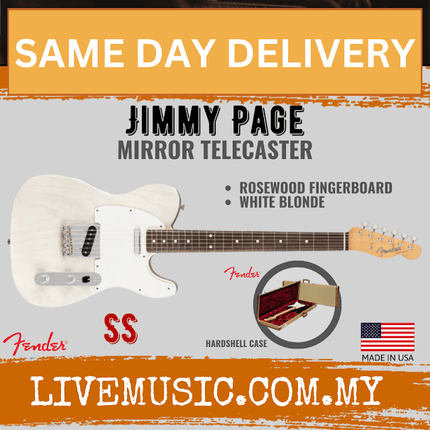 Fender Jimmy Page Mirror Telecaster Electric Guitar, Rosewood Fretboard with Deluxe Hardshell Case - White Blonde