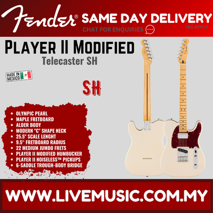 Fender Player II Modified Telecaster SH Electric Guitar, Maple FB, Olympic Pearl