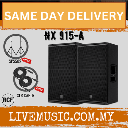 RCF NX 915-A Two-Way 15" 2100W Powered PA Speaker With Speaker Stand And Cable - Each / Pair ( NX-915A / NX 915 A )