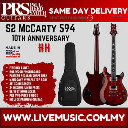 PRS S2 10th Anniversary McCarty 594 Limited Edition Electric Guitar-Fire Red Burst