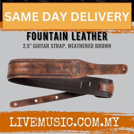Taylor Fountain 2.5Inch Leather Guitar Strap, Weathered Brown